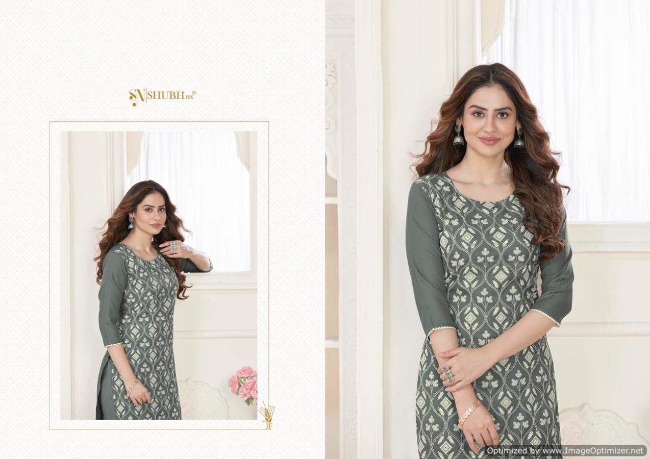 Shubh Kashvi Ethnic Regular Wear Rayon Cotton Designer Kurti Collection
